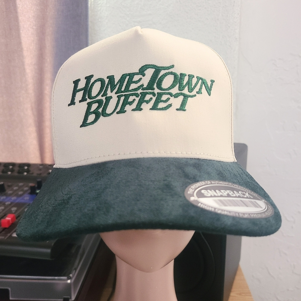 Hometown Buffet, Food, Restaurant, Foodie Gift, Y2K, 90s Embroidered Suede Hat